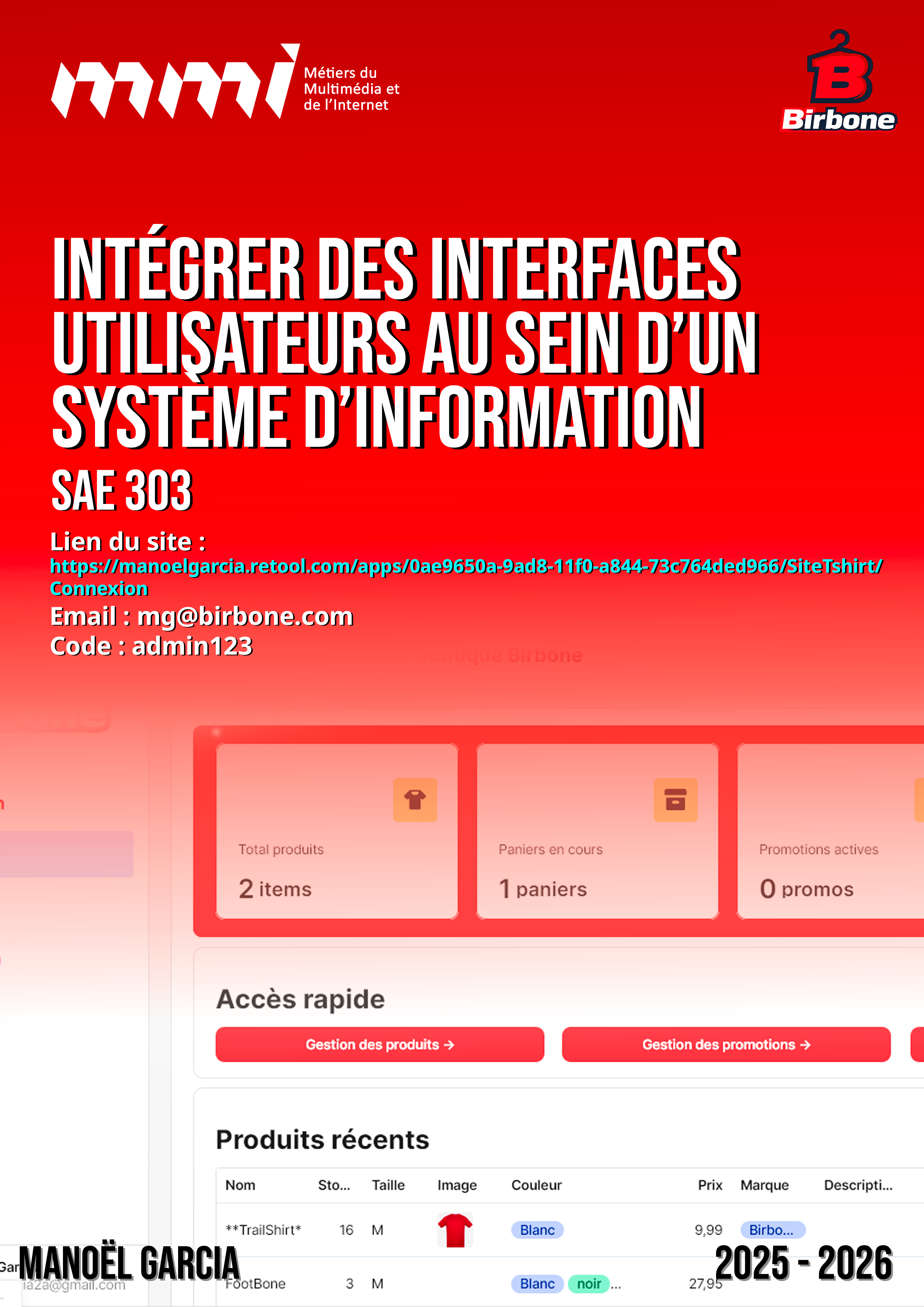 Création d'un Back-office pour un marque de T-shirt 